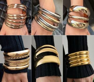 Vòng Tay Nữ, Set Nhiều Vòng Đơn Giản Bằng Kim Loại Phong Cách Âu Mỹ