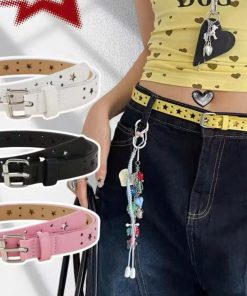 Belt Y2K Thắt Lưng Nữ Lỗ Hình Ngôi Sao Phong Cách Y2K