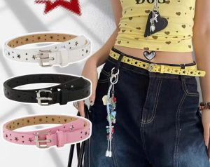 Belt Y2K Thắt Lưng Nữ Lỗ Hình Ngôi Sao Phong Cách Y2K